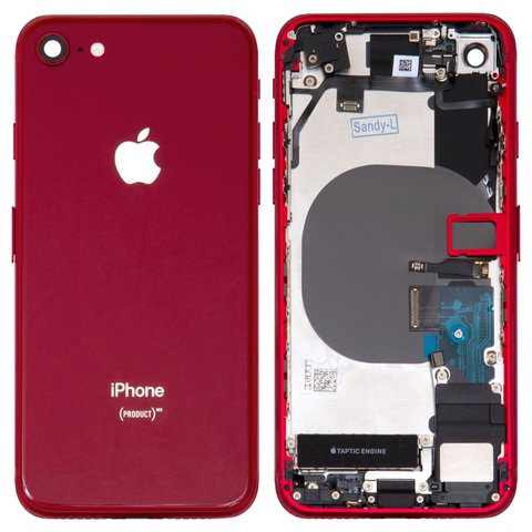 Корпус для iPhone 8, червоний, повний комплект, зі шлейфом