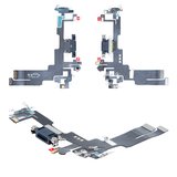 Шлейф для iPhone 14, конектора зарядки, чорний, з мікрофоном, з компонентами, High Copy
