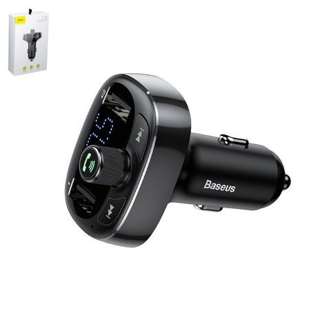 FM трансмиттер Baseus S 09, черный, с кнопкой, с дисплеем, с Bluetooth, c автомобильной зарядкой, USB тип A, 2 порта, 3,4 А, 12 24 B, #CCALL TM01