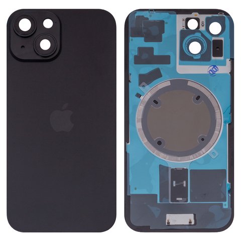 Задняя панель корпуса для iPhone 15, черная, со стеклом камеры, small hole