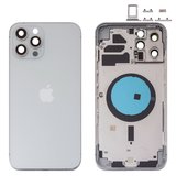 Корпус для iPhone 12 Pro Max, серебристый, с держателем SIM-карты, с боковыми кнопками, silver