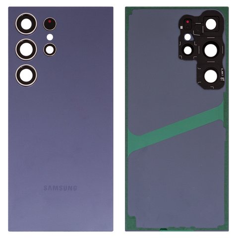 Задня панель корпуса для Samsung S928 Galaxy S24 Ultra, фіолетова, із склом камери, titanium viole