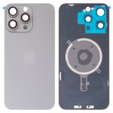 Задняя панель корпуса для iPhone 15 Pro Max, серая, со стеклом камеры, Original (PRC), natural titanium