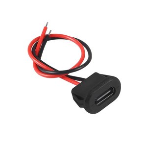 Роз'єм живлення, USB тип C, на панель, чорний, 3 A, 2 pin