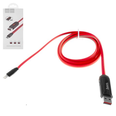 USB Cable Hoco U29, USB type A, Lightning, 100 cm, 2 A, red 
