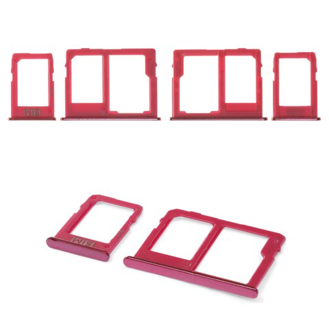 Держатель SIM карты для Samsung J415 Galaxy J4+, J415F Galaxy J4+, J610 Galaxy J6+, розовый, комплект 2 шт., c держателем MMC