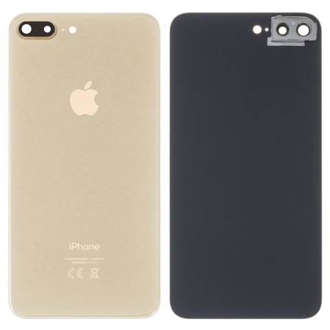 Housing Back Cover compatible with iPhone 8 Plus, golden, with camera lens, small hole 