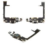 Шлейф для iPhone 11 Pro, коннектора наушников, коннектора зарядки, серый, с микрофоном, с компонентами, Original (PRC)