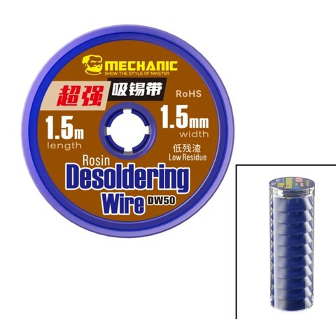 Desoldering Wick Mechanic DW50 1515, (W  1.5 mm, L  1.5 m, 10 pcs. 