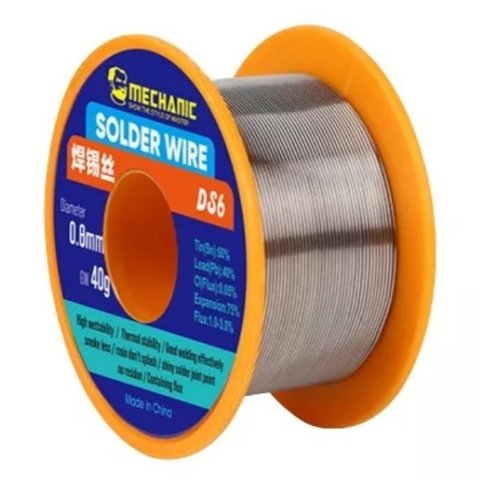 Solder Mechanic DS6, Sn 60% , Pb 40%, flux 1 3%, 0,8 mm, 40 g 