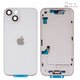 Housing compatible with iPhone 14, (white, with SIM card holders, with side buttons, Original (PRC), EU Version, starlight)