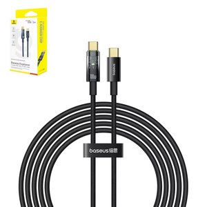 Cable USB Baseus Explorer, 2xUSB tipo C, 100 cm, 100 W, negro, con revestimiento de nylon, con función de apagado automático, #P10319703111 00