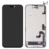 Pantalla LCD puede usarse con iPhone 16 Plus, negro, con marco, HC, sin microchip, (OLED), GX OEM hard