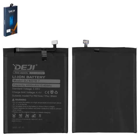 Battery Deji BN4A compatible with Xiaomi Redmi Note 7, Redmi Note 7 Pro, Li ion, 3.85 V, 4000 mAh 