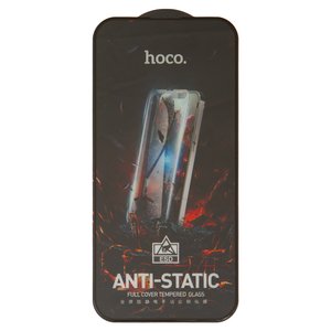 Tempered Glass Screen Protector Hoco G10 compatible with Apple iPhone 14 Pro Max, Full Glue, without package, without wipes , black 