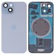 Задняя панель корпуса для iPhone 15, голубая, со стеклом камеры, HC