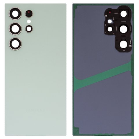 Panel trasero de carcasa puede usarse con Samsung S928 Galaxy S24 Ultra, verde, con vidrio de cámara, titanium green