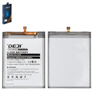Акумулятор Deji EB BA505ABU для Samsung A205 Galaxy A20, A305F DS Galaxy A30, A307F DS Galaxy A30s, A505F DS Galaxy A50, A507 Galaxy A50s, Li ion, 3,85 B, 4000 мАг