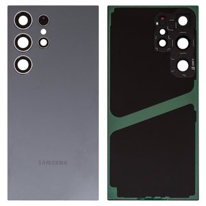 Задняя панель корпуса для Samsung S928 Galaxy S24 Ultra, черная, со стеклом камеры, titanium black