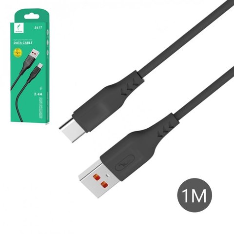 USB кабель SkyDolphin S61T, USB тип C, USB тип A, 100 см, 2,4 А, черный