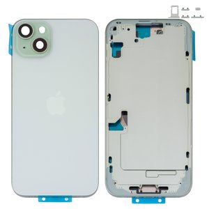 Корпус для iPhone 15 Plus, зеленый, с держателем SIM карты, с боковыми кнопками, Original PRC , EU version