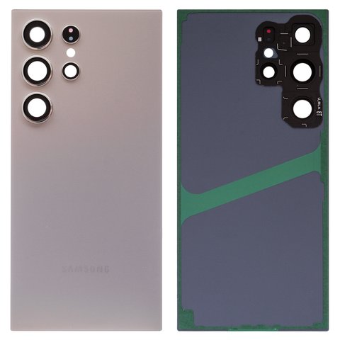 Задняя панель корпуса для Samsung S928 Galaxy S24 Ultra, серая, со стеклом камеры, Original PRC , titanium gray