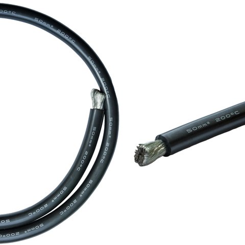 Провід в силіконовій ізоляції 0 1AWG, 50 мм², 1 м, чорний