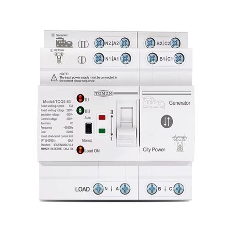 Автомат введення резерву TOMZN TOQ6 63, 4P, 220 В, 63A, Generator