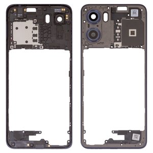 Средняя часть корпуса для Motorola Moto G05, черная, со стеклом камеры
