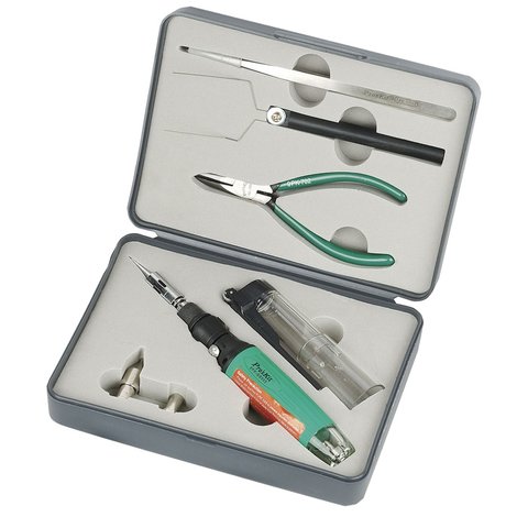 Паяльник газовый с набором инструментов для пайки Pro'sKit 1PK-GS300K