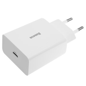 Сетевое зарядное устройство Baseus Speed Mini, Quick Charge, белое, USB тип C, 20 Вт, #CCFS SN02